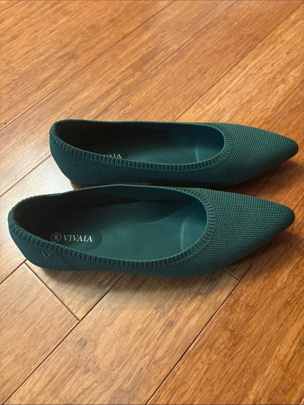 Vivaia Women's Pointed Knit Flats - Forest Green - soE 40.5 (9.5)